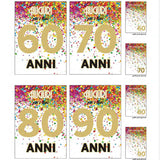 ANUF10 Assortimento Biglietti Auguri da 20 a 90 Anni