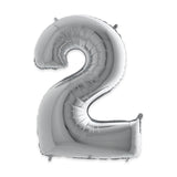 42470-79 Palloncini Mylar Argento da 0 a 9  -  100 cm - casa-del-biglietto