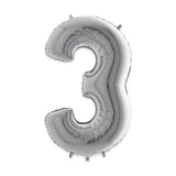 42470-79 Palloncini Mylar Argento da 0 a 9  -  100 cm - casa-del-biglietto