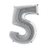 42470-79 Palloncini Mylar Argento da 0 a 9  -  100 cm - casa-del-biglietto